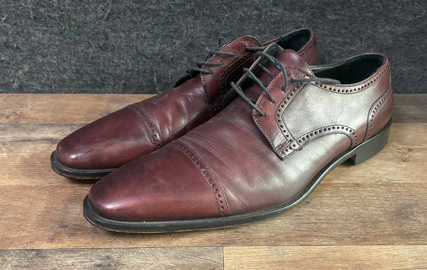 Broletto Dark Brown Leather Cap Toe Brogue Derby Dress Shoes Size 12 M