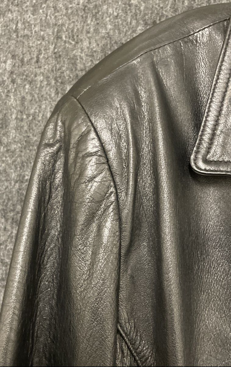 N.J. Taylor Women's Black Leather Mid-Length Button Front Car Coat Jacket Sz XL