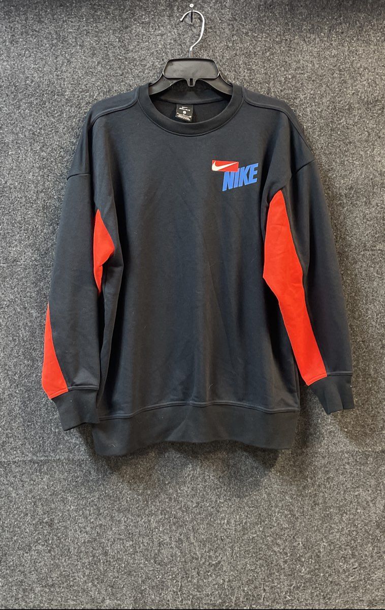 Nike Women's Black Crewneck Sweatshirt Red Colorblock Dri-FIT Fleece Sz S