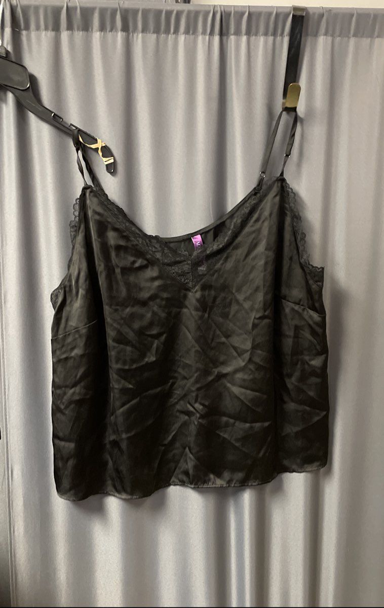 Adore Me Women's Black Satin Pajama Set Lace Trim Cami & Shorts Sz 2X