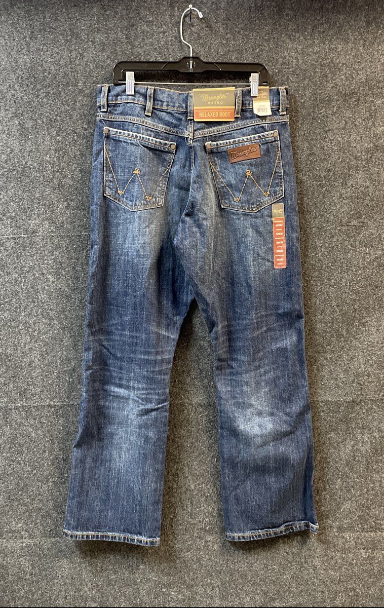 Wrangler Retro Men's Relaxed Boot Blue Stretch Denim Jeans Size 32x32 NWT