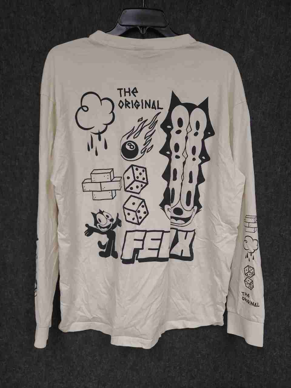 H&M Felix The Cat Long Sleeve Graphic T-Shirt Relaxed Fit Cream White Sz XL