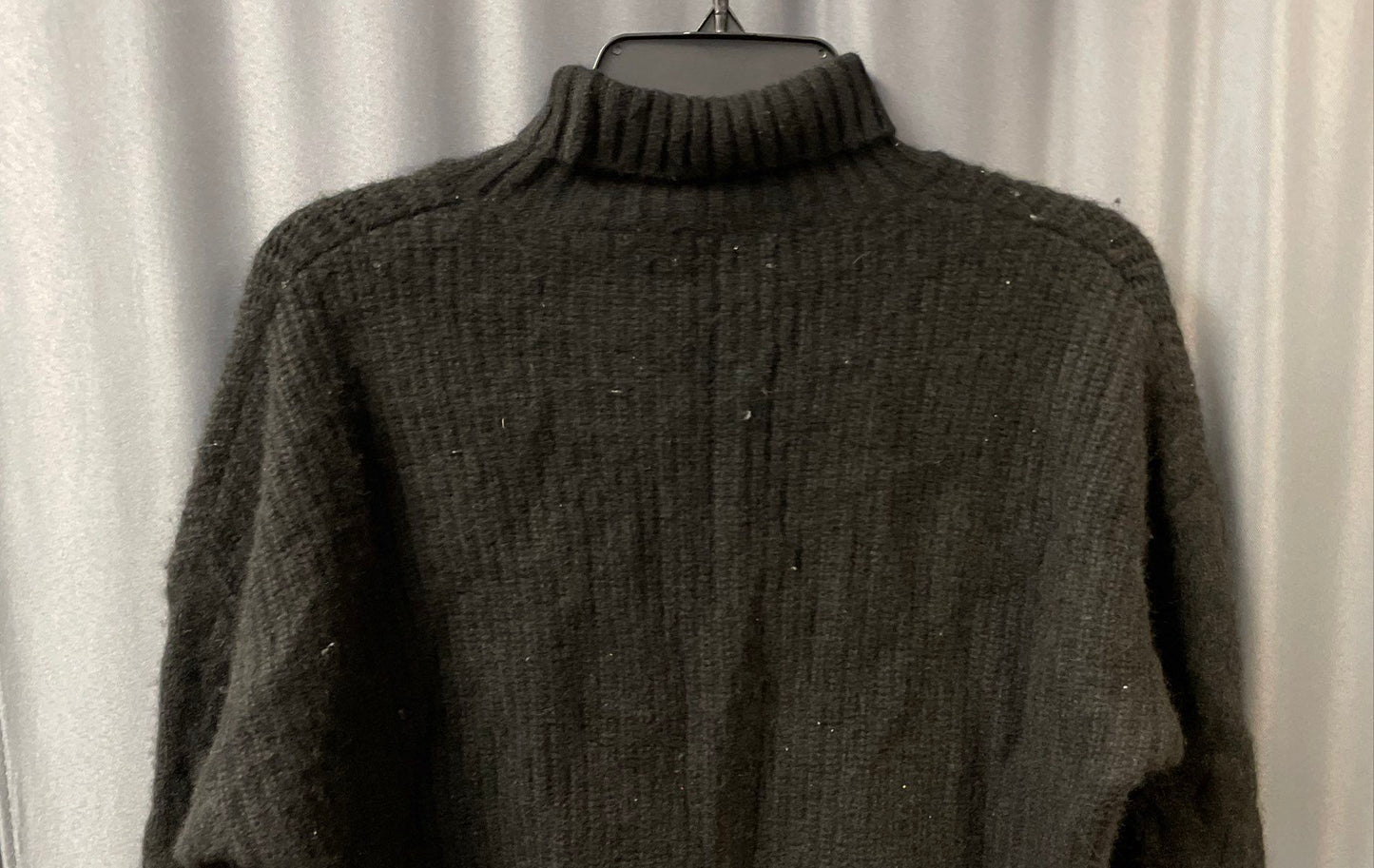 Gentle Herd Women's Black Ribbed Wool Cashmere Cable Turtleneck Sweater Sz S