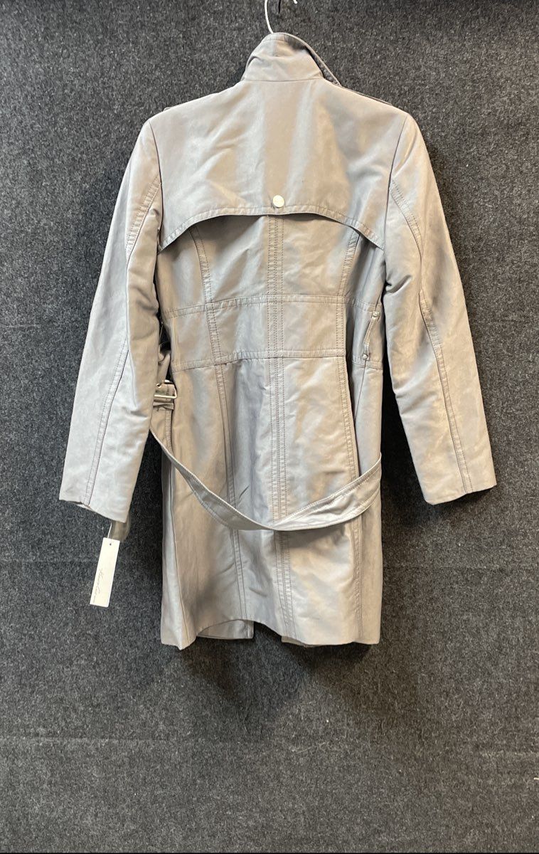 Kenneth Cole New York Women's Cotton Sateen Trench Coat Jacket Chrome NWT Sz XS