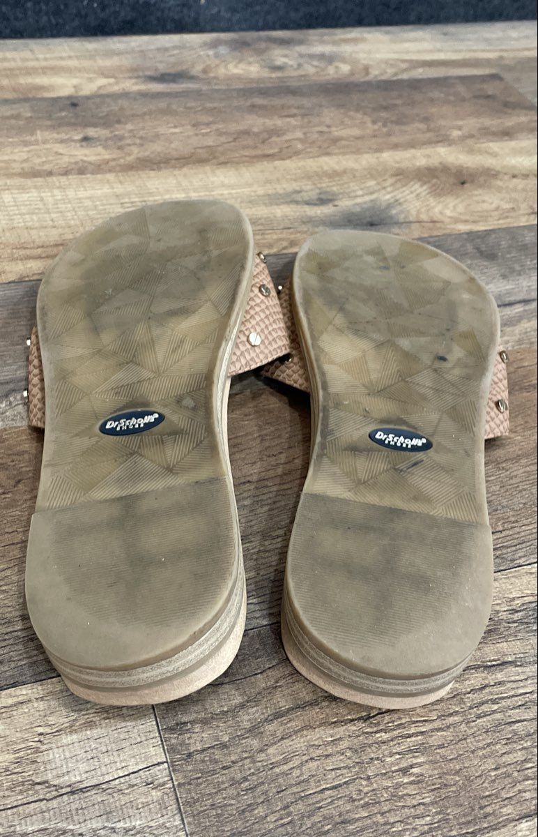 Dr. Scholl's Brown Faux Snakeskin Buckle Slide Sandals Women's Size 10M