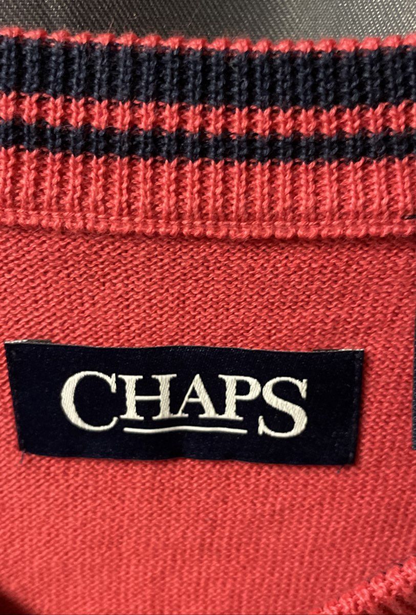 Chaps Men's Red V-Neck Cotton Sweater Vest Embroidered Logo NWT Sz XLT