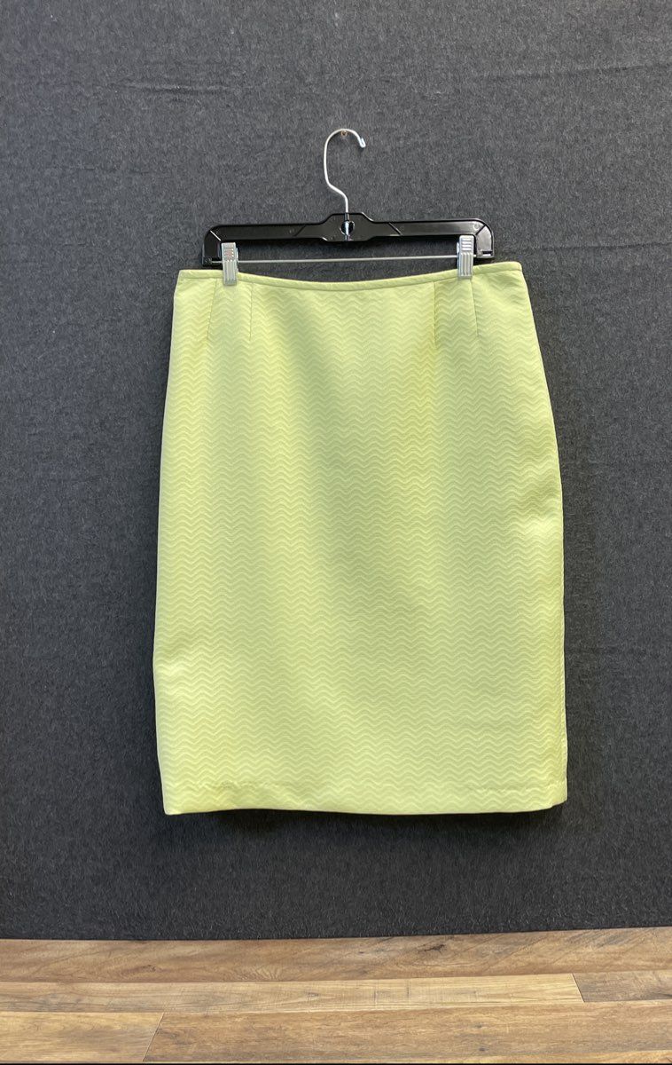 Le Suit Women's Lime Green Chevron Textured Woven Pencil Skirt Size 16