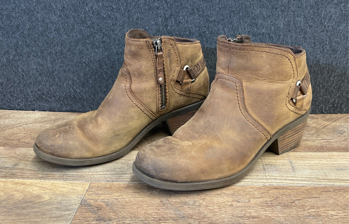 Teva Foxy Waterproof Brown Leather Ankle Boots Women's Size 8.5