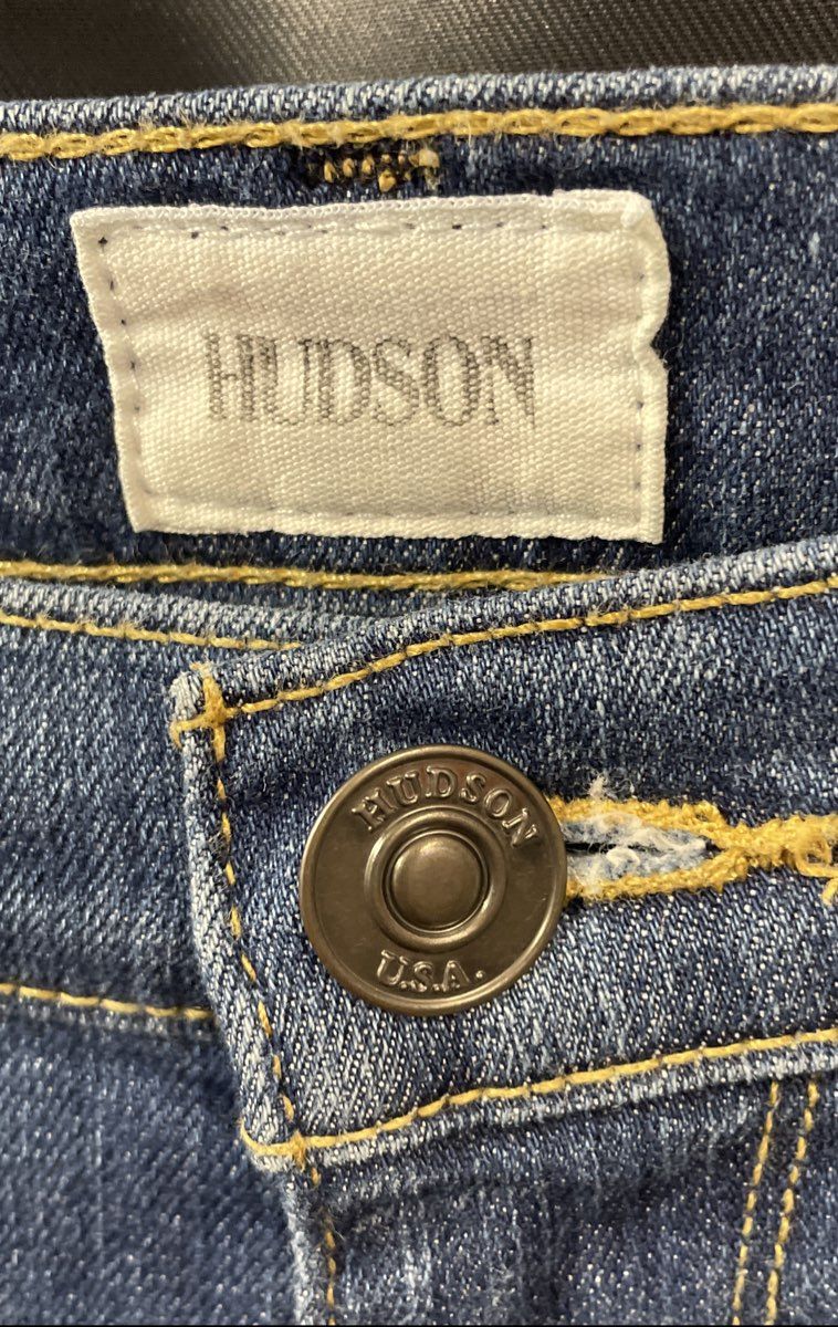 Hudson Women's Blue Krista Super Skinny Crop Distressed Ripped Jeans Sz 25