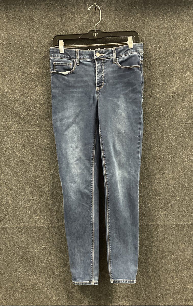 White House Black Market Women's Blue Skinny Jeans Medium Wash Stretch Sz 6R