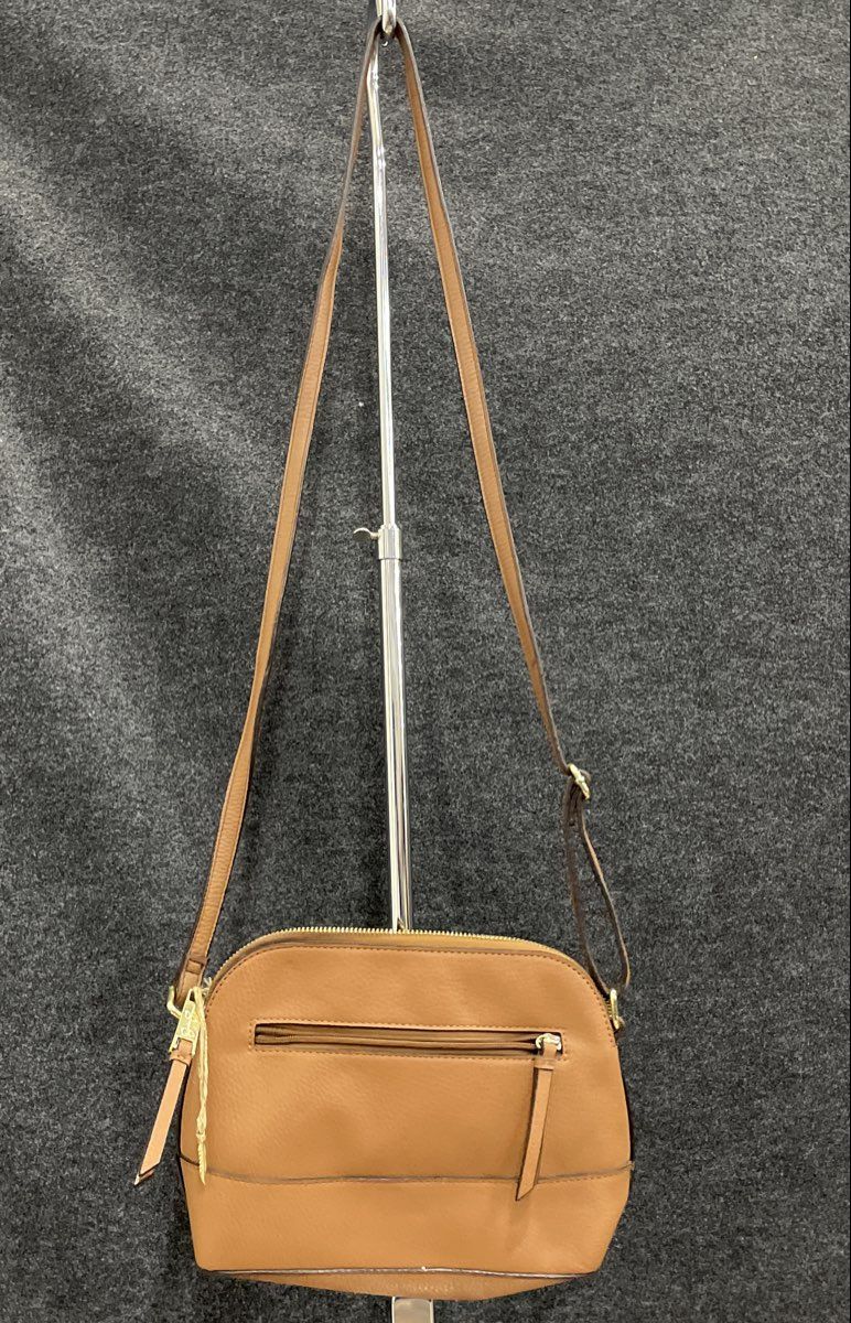 Jessica Simpson Brown Leather Bow Front Crossbody Bag Gold Hardware
