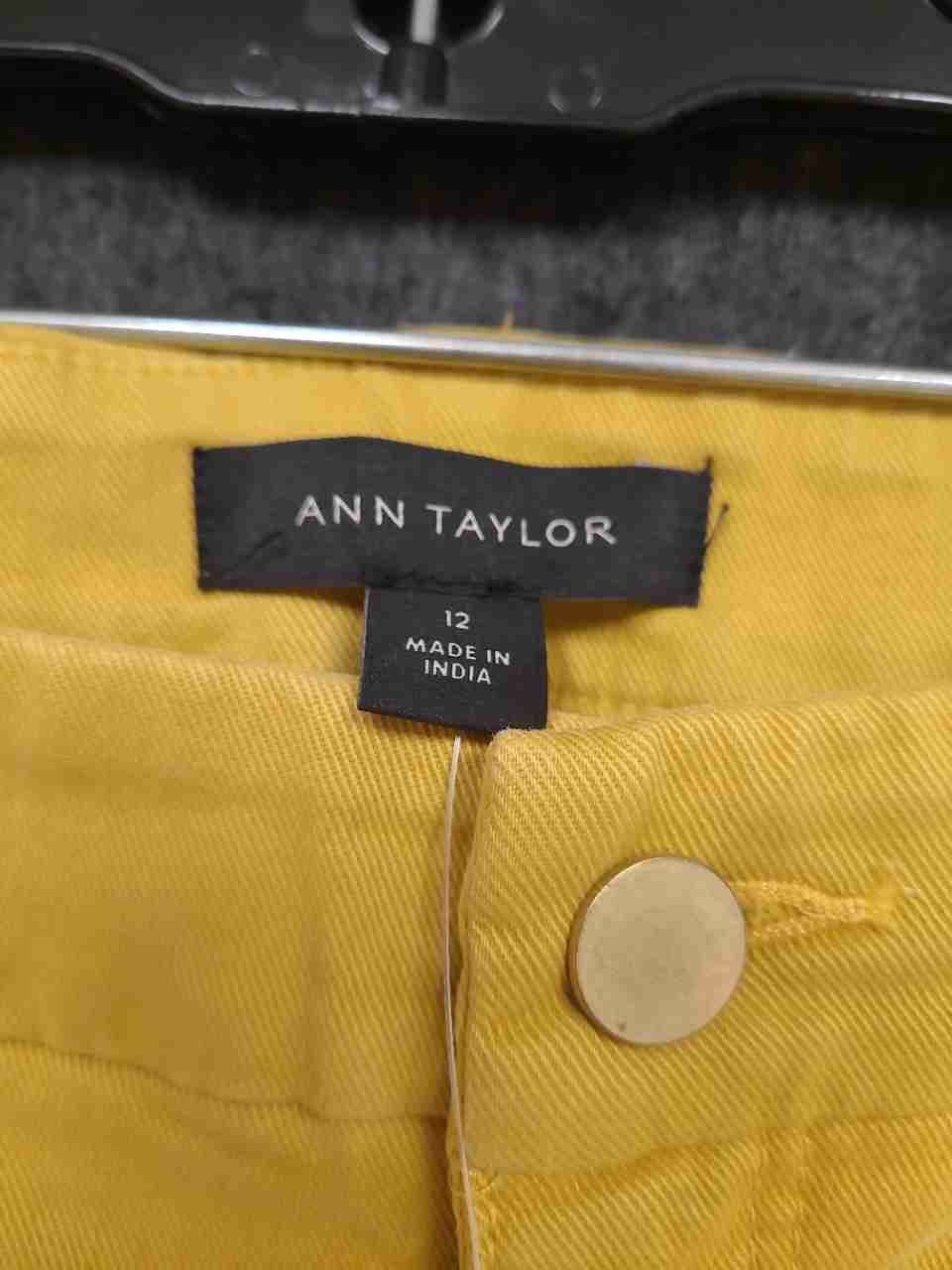 Ann Taylor Women's Yellow The Skinny Mid Rise Raw Hem Jeans Sz 12 NWT