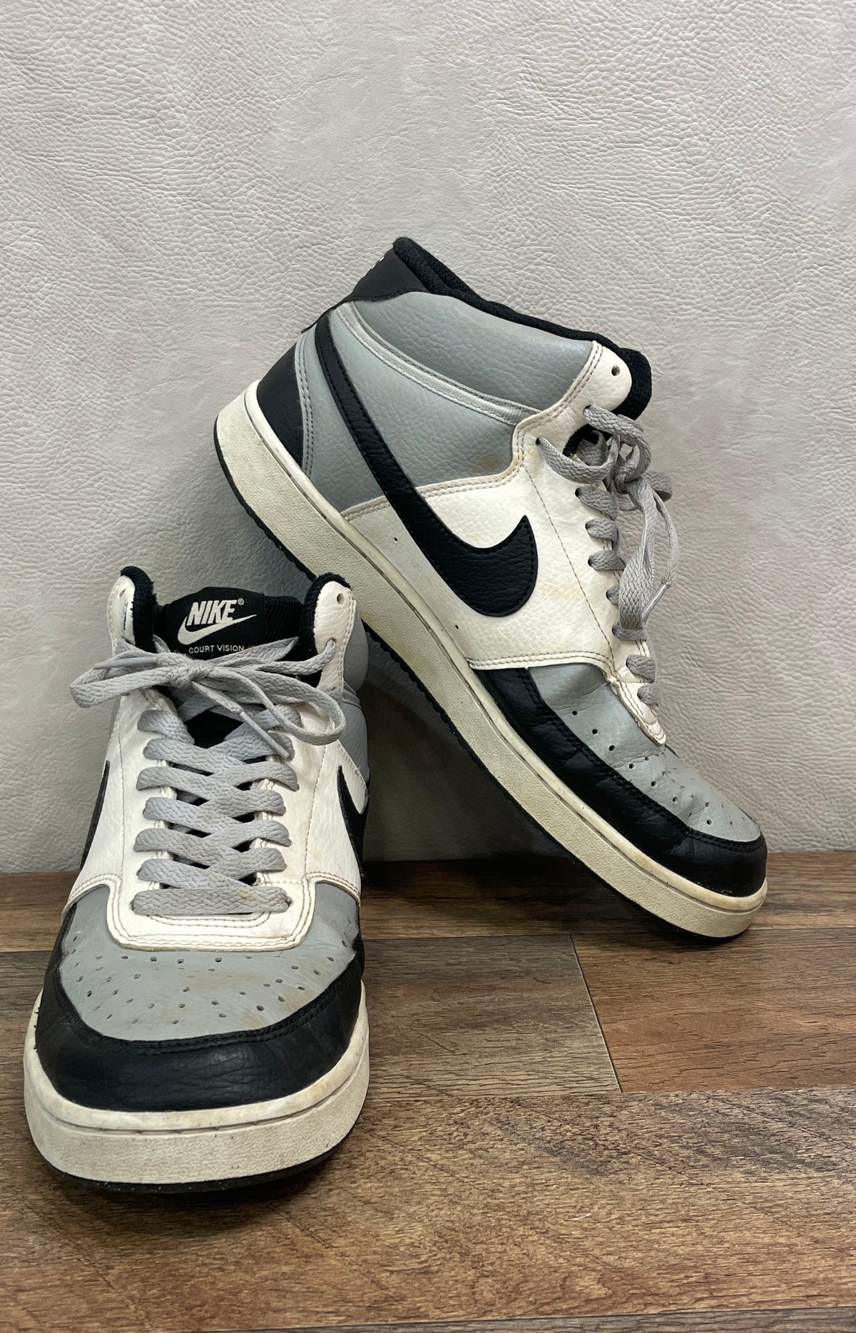 Nike Court Vision Mid Black White Grey High Top Sneakers Men's Size 10.5