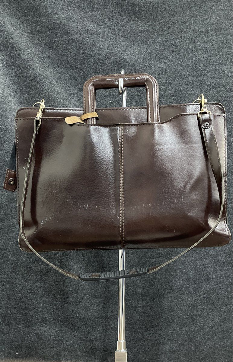 Vintage Brown Leather Slim Briefcase Attache Bag Large Portfolio Case