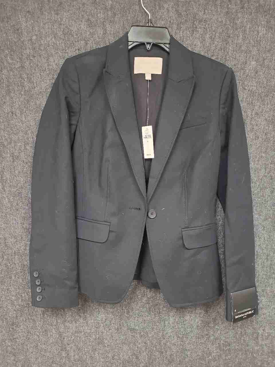 Banana Republic Women's Black Cotton Stretch Tailored Blazer Jacket NWT Size 4