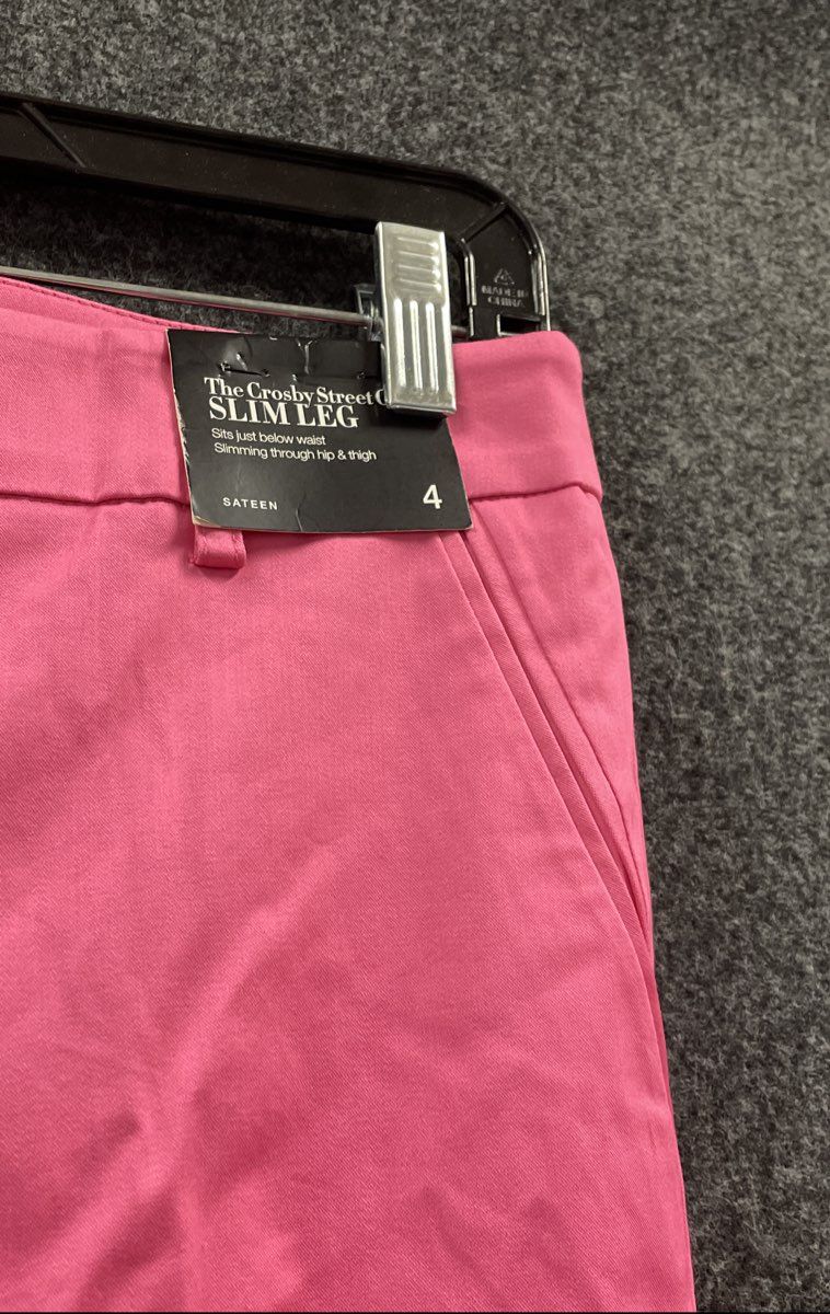 New York & Company Women's Pink Crosby Street Slim Leg Sateen Pants NWT Sz 4
