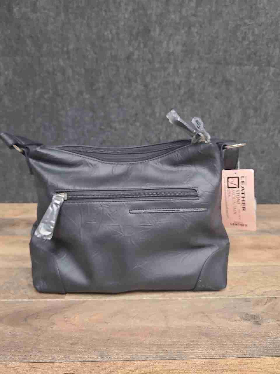 Stone Mountain Black Bonded Leather Irene Hobo Crossbody Bag NWT