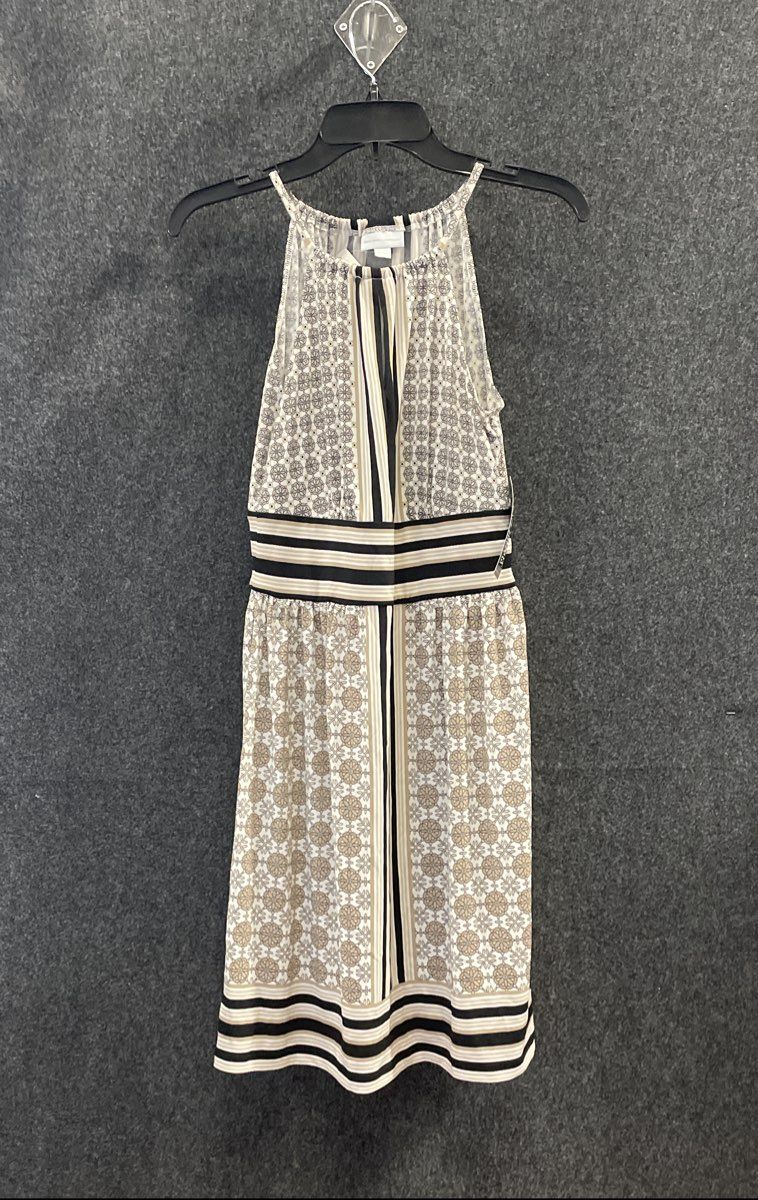 New York & Company Women's White Geometric Tile Print Dress Sz XS NWT