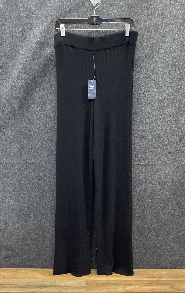 Abercrombie & Fitch Women's Black Ribbed Wide-Leg Knit Pants NWT Sz L