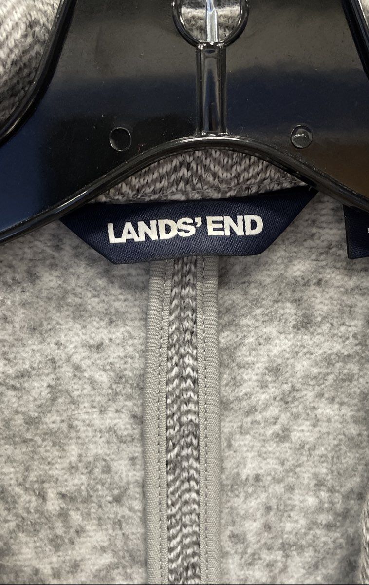 Lands' End Women's Grey Herringbone Knit Blazer Sweater Jacket Sz XS 2-4