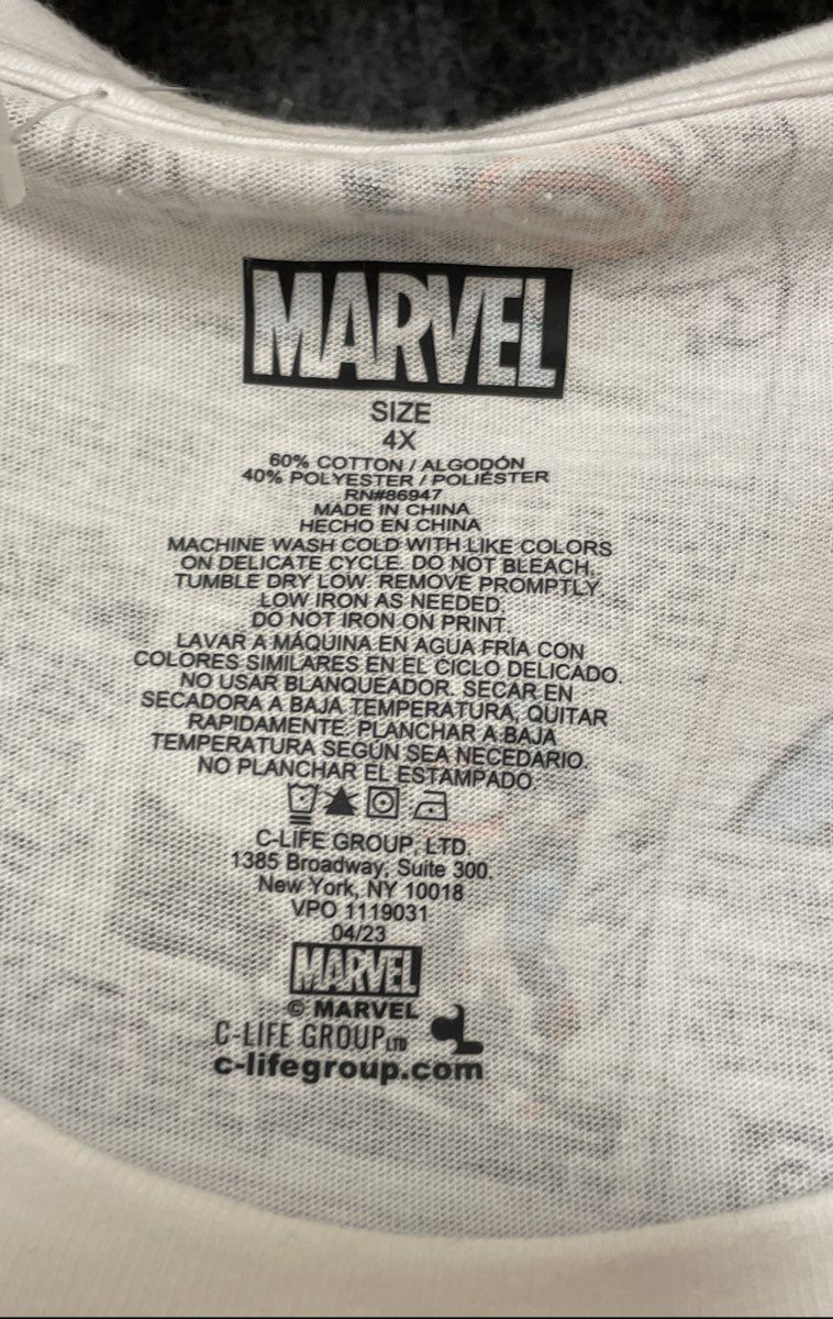 Marvel Men's All Over Print Comic Strip T-Shirt Multicolor Avengers NWT Sz 4X