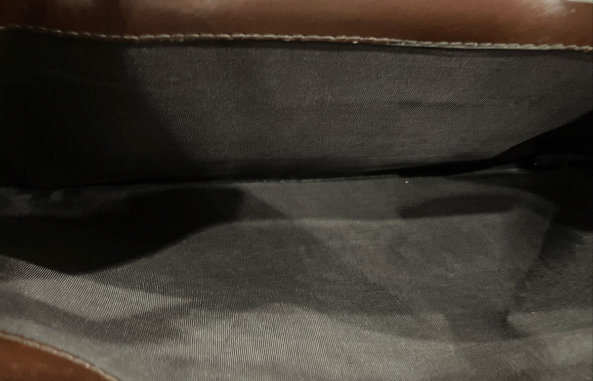 Vintage Brown Leather Slim Briefcase Attache Bag Large Portfolio Case
