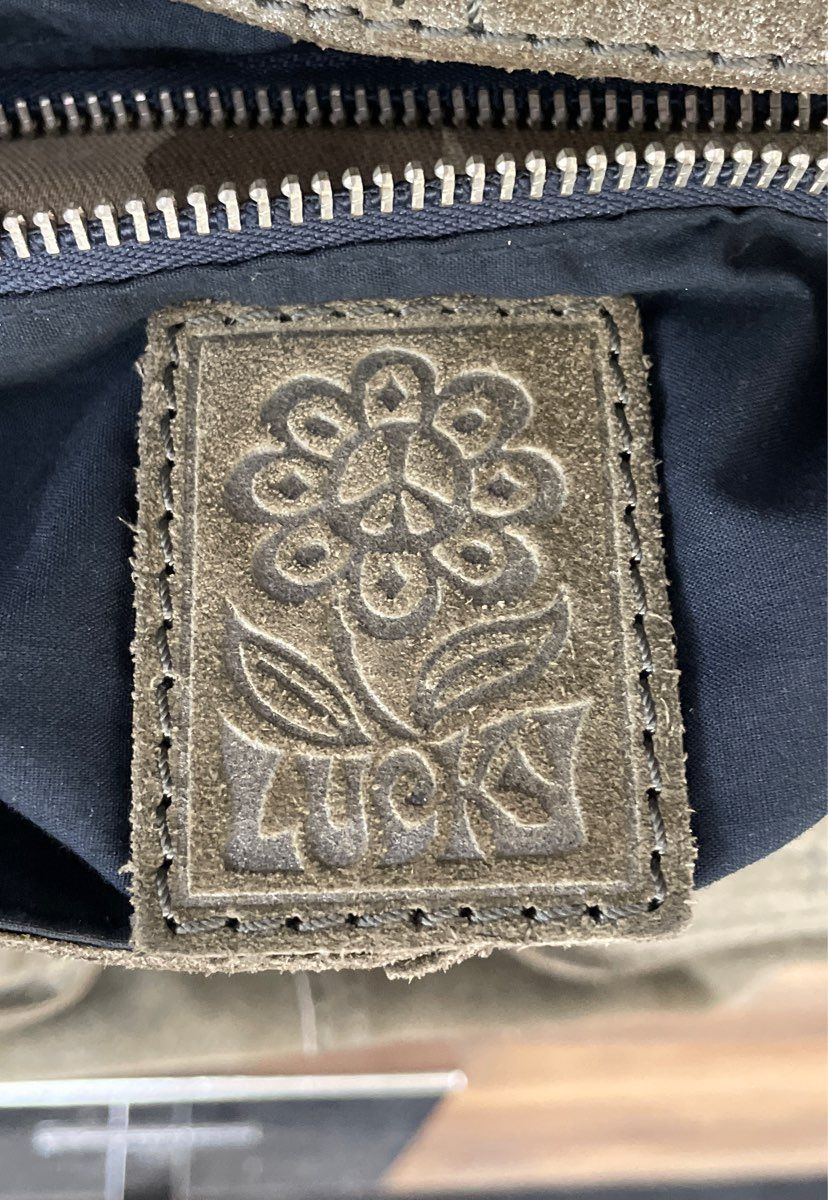 Lucky Brand Olive Green Suede Flap Hobo Shoulder Bag Metallic Detail