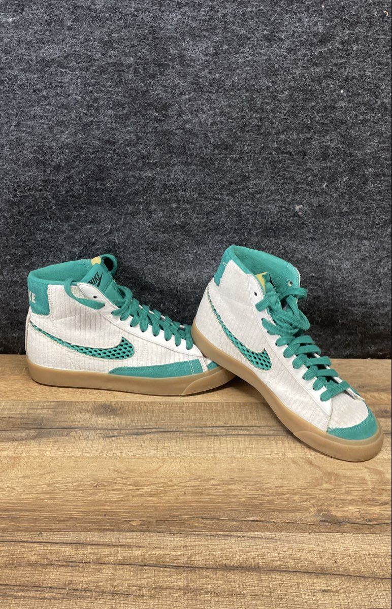 Nike Blazer Mid '77 By You Teal White Corduroy High Top Sneakers Size 6