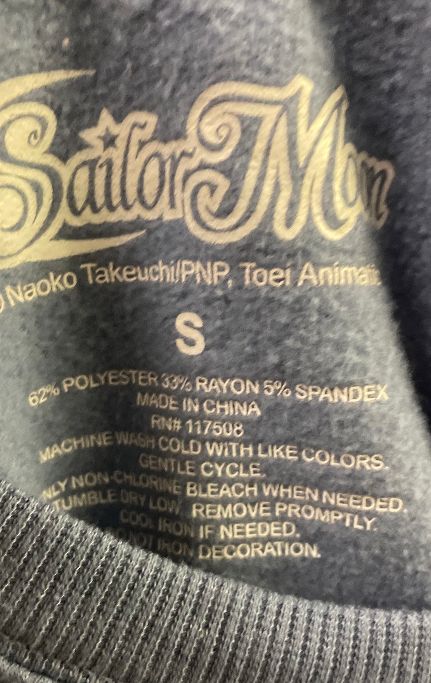 Sailor Moon Women's Blue Gray Anime Graphic Crewneck Sweatshirt Sz S