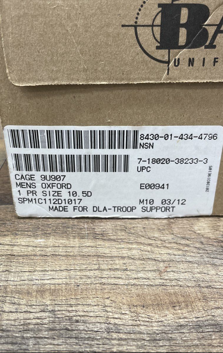 Bates High Gloss Black Uniform Oxford Men's Shoes Size 10.5D New With Box