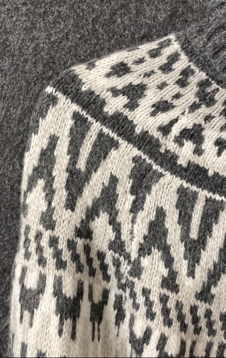 H&M Women's Gray White Jacquard Knit Fair Isle Turtleneck Sweater Size M