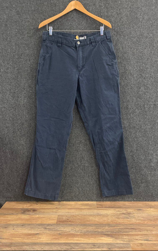 Carhartt Men's Navy Blue Relaxed Fit Canvas Work Utility Pants 34x32