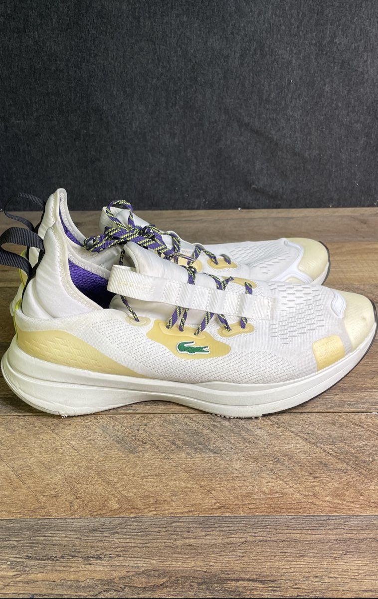 Lacoste Run Spin Comfort White Yellow Lifestyle Sneakers Men's Size 11.5