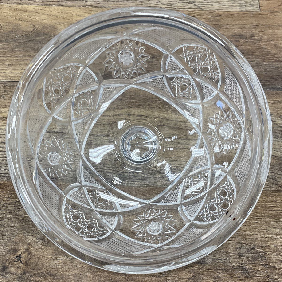 Vintage Pressed Glass Starburst Lidded Pedestal Candy Dish Compote Clear 7.5"