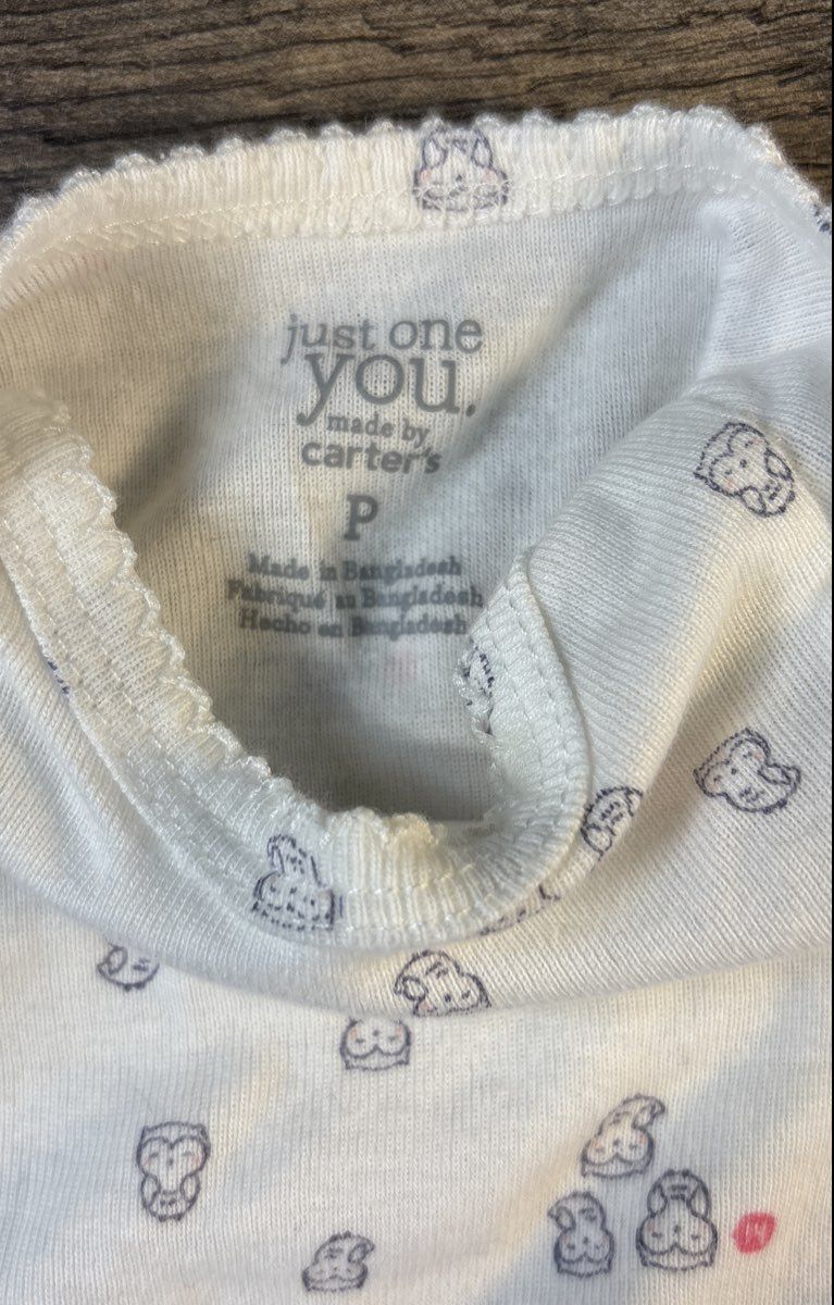Just One You by Carter's Baby Girls White Owl Short Sleeve Bodysuit Sz Preemie