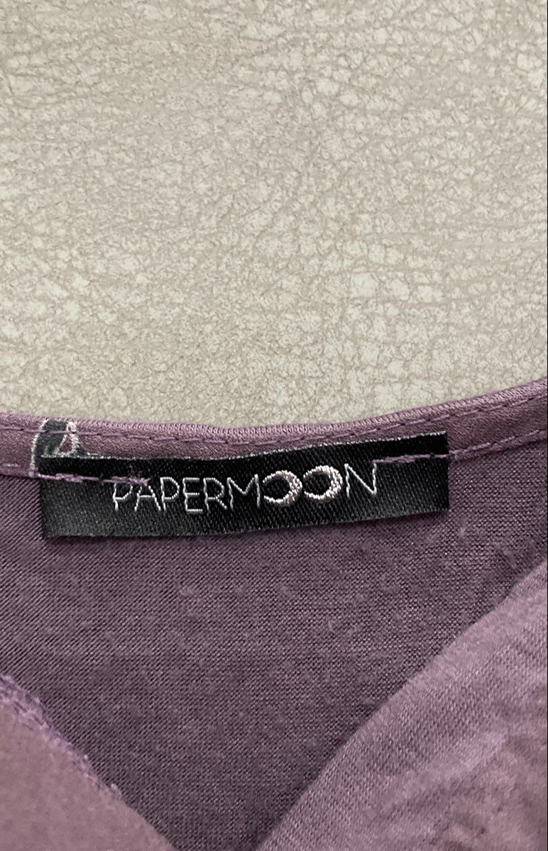 Papermoon Women's Purple Floral Split Neck Cap Sleeve Blouse Top Sz SP