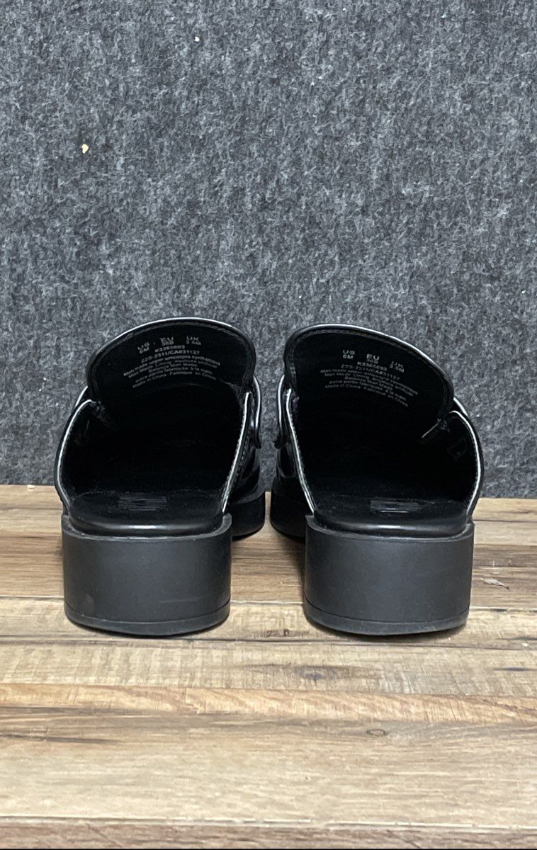 DKNY Black Patent Platform Slip-On Loafer Mules Women's Size 6
