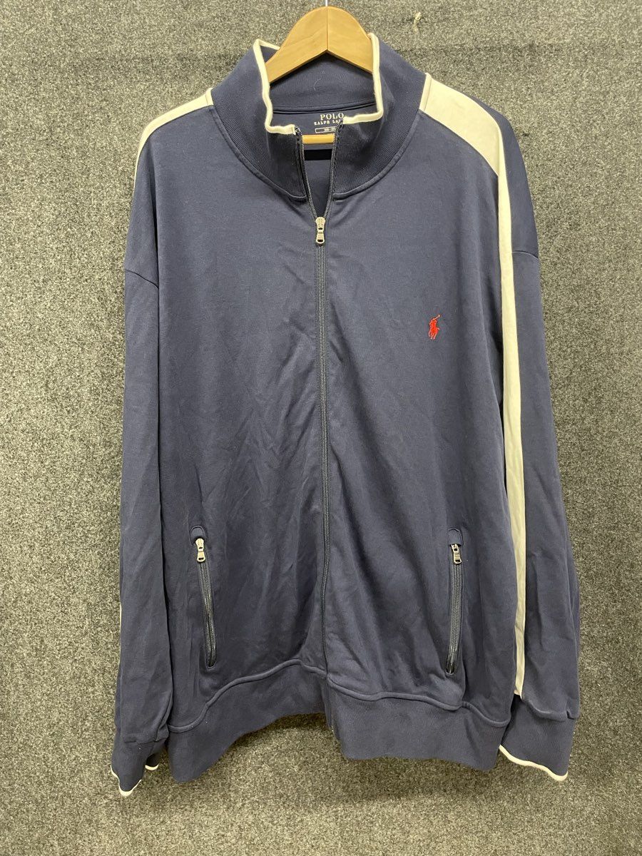 Polo Ralph Lauren Men's Navy Blue Stripe Full Zip Track Jacket Sz 3XB