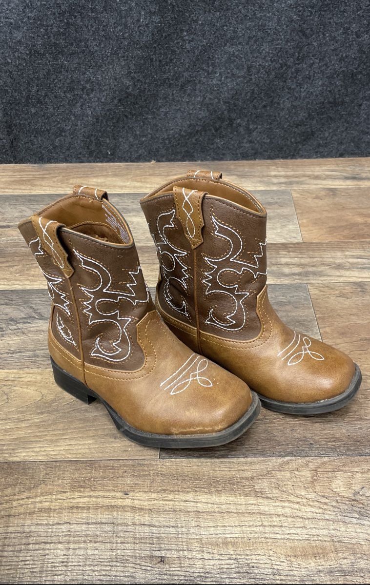 Wonder Nation Toddler Girls Brown Tan Western Cowboy Boots Size 9