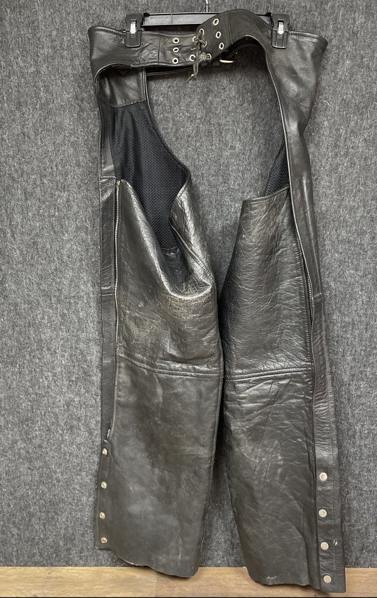 Vintage 90s USA Bikers Dream Apparel Leather Motorcycle Chaps Sz L