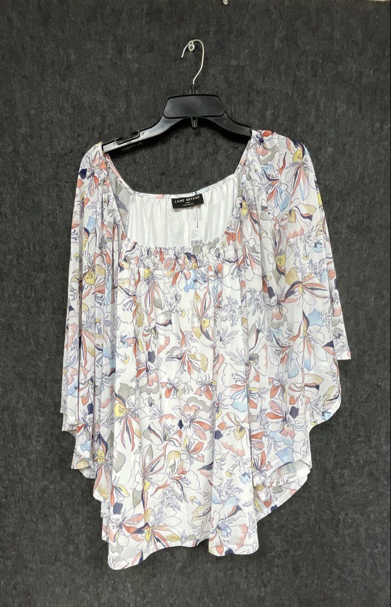 Lane Bryant Women's Multicolor Floral Smocked Neck Blouse Top NWT Sz 18/20