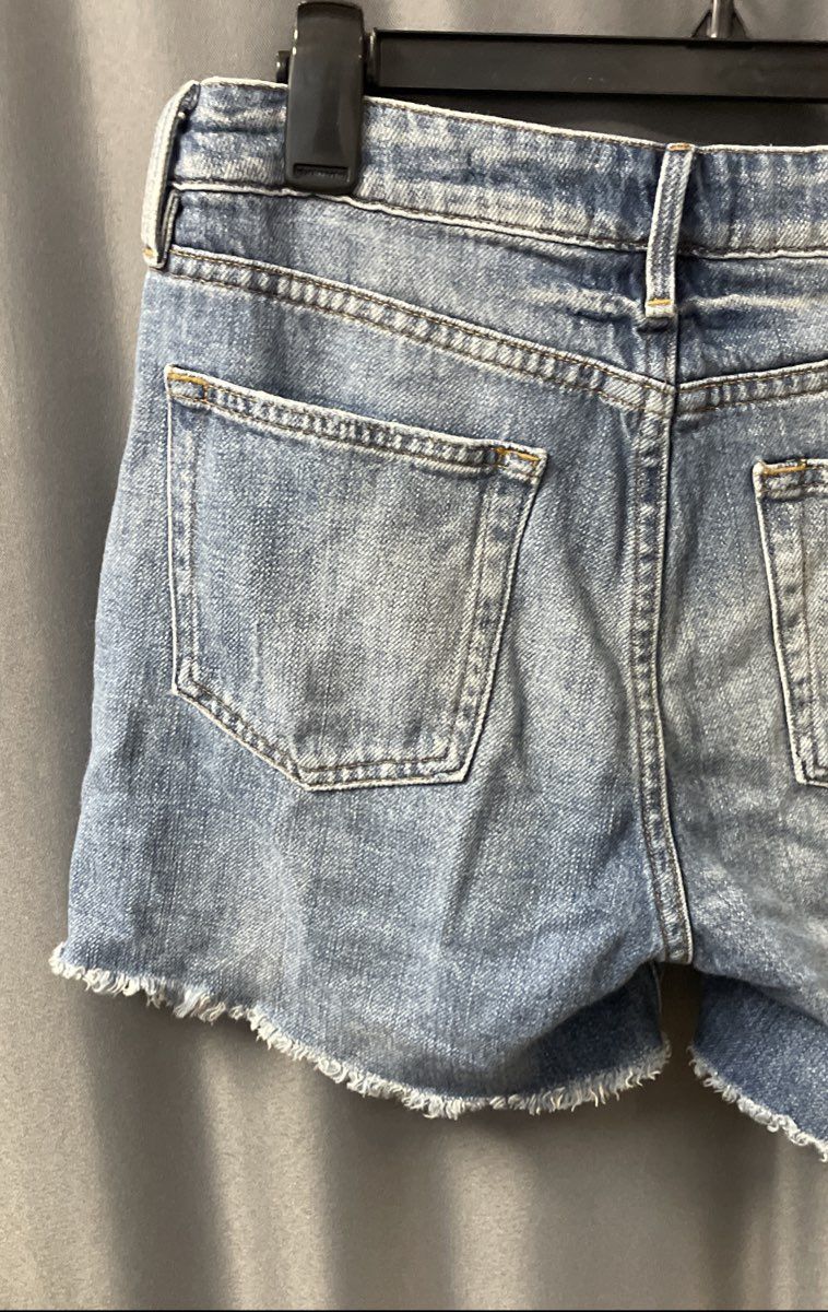 Frame Women's Le Grand Garcon Short Light Blue Distressed Denim Ripped Sz 27