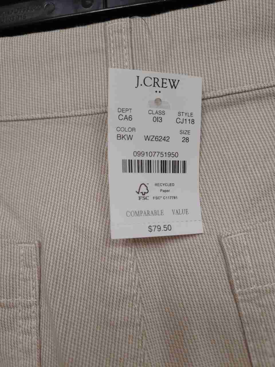 J. Crew Women's Tan White Pinstripe Utility Pocket Shorts NWT Sz 28