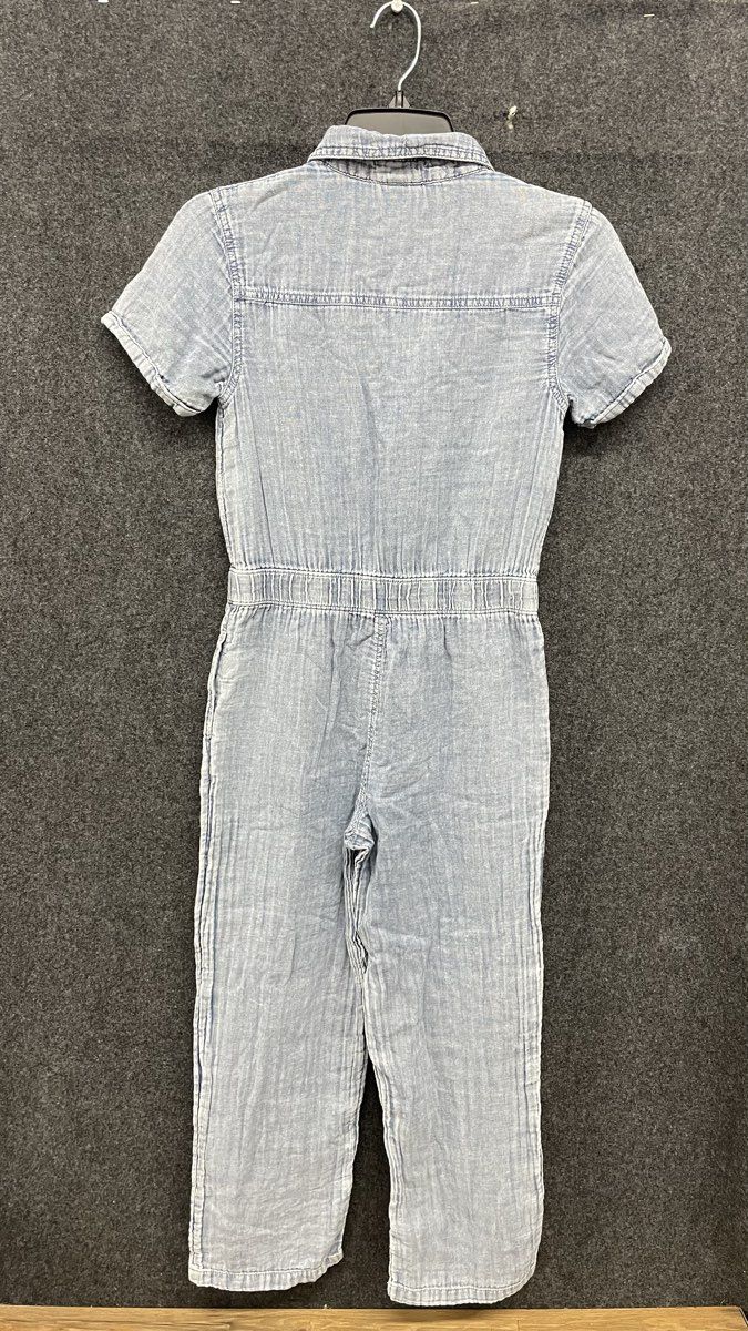 Cat & Jack Girls Blue Chambray Short Sleeve Button Front Jumpsuit Sz L 10/12