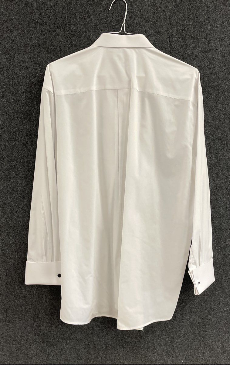 Daniel Ellissa Men's White Pleated Front Tuxedo Shirt French Cuffs 18.5 34-35