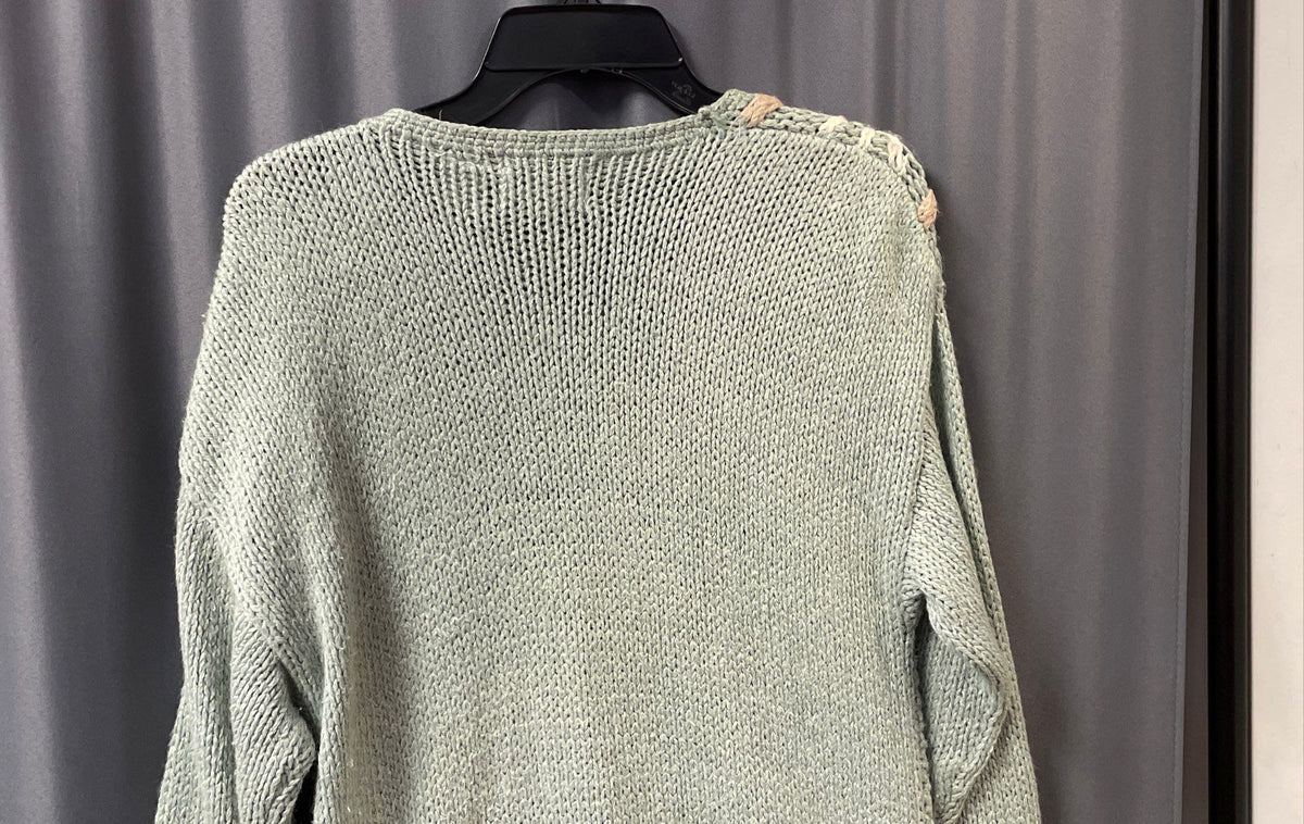 Vintage 90s Shenanigans Women's Sea Foam Floral Hand Knit Sweater Dress Sz S