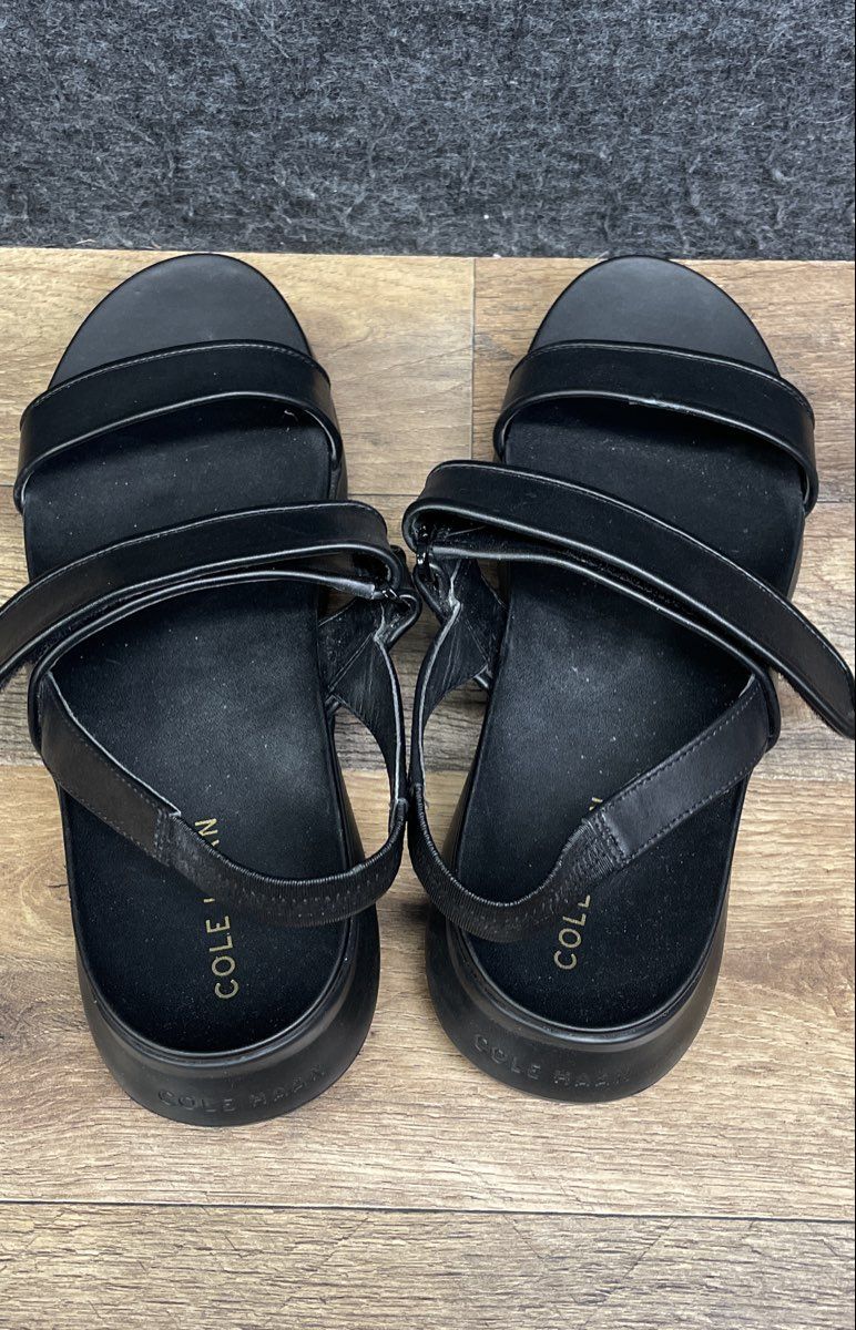 Cole Haan Black Leather Strappy Grand Ambition Carmel Sport Sandals Size 9B