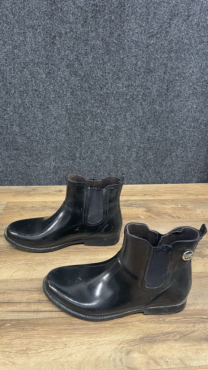 Michael Kors Black Rubber Chelsea Ankle Rain Boots Women's Size 10