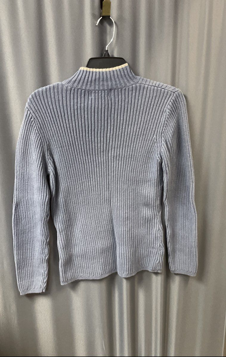 Woolrich Women's Blue Ridge Ribbed Mock Neck Sweater Ramie Cotton Blend Sz M