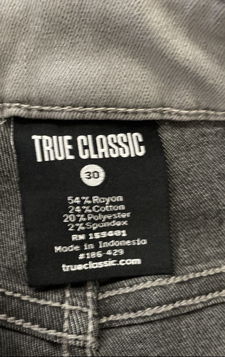True Classic Men's Grey 5-Pocket Comfort Stretch Denim Pants Jeans Sz 30 NWT